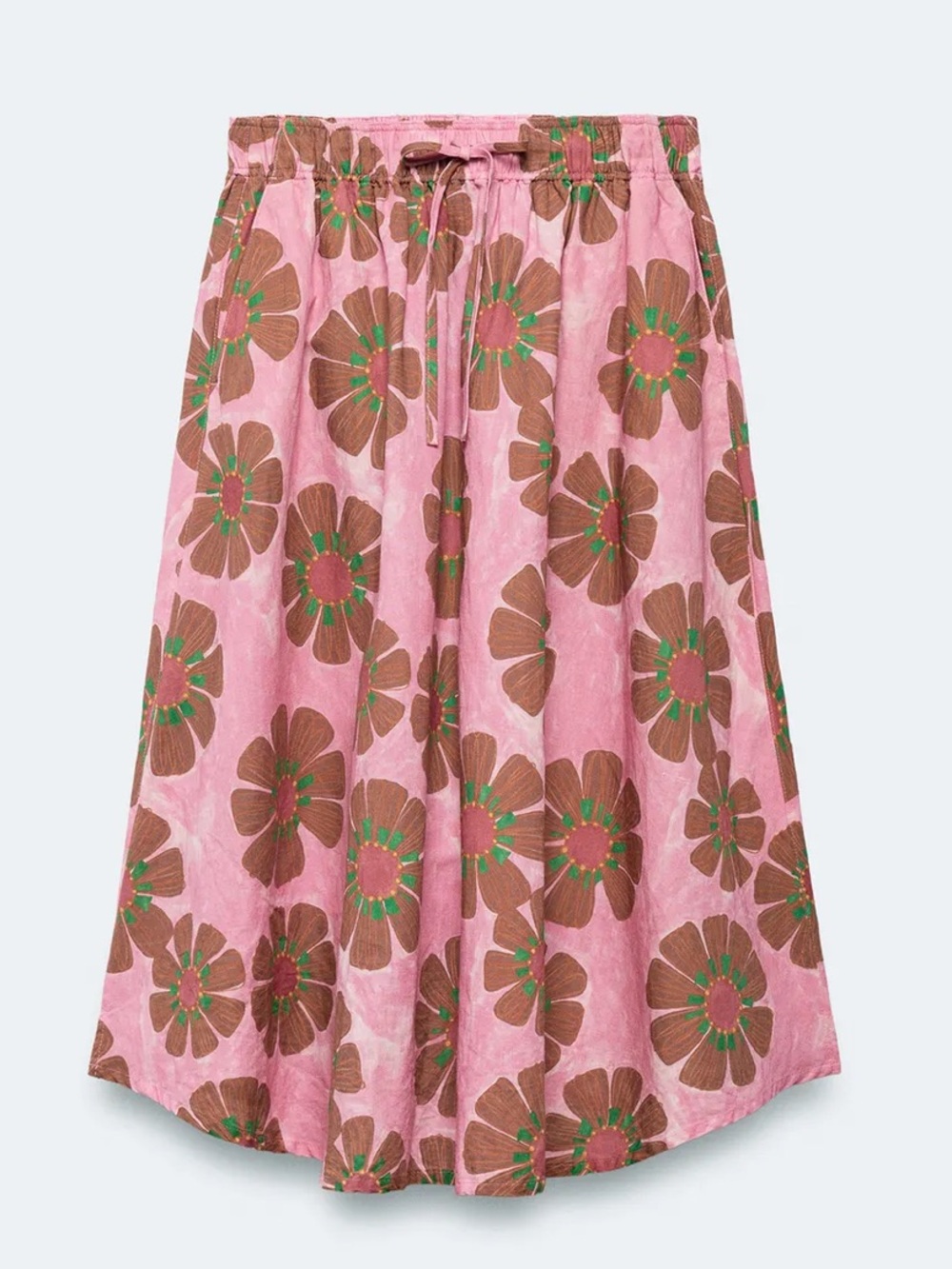 New ZARA Studio Floral A-Line Midi Skirt